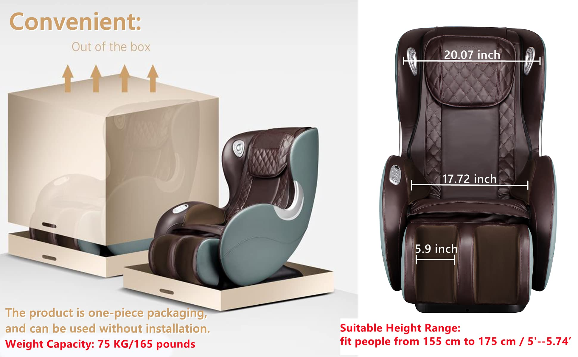 【Furniture】Small Massage Chairs SL Track Full Body Massage Recliner, Shiatsu Recliner, Zero Gravity