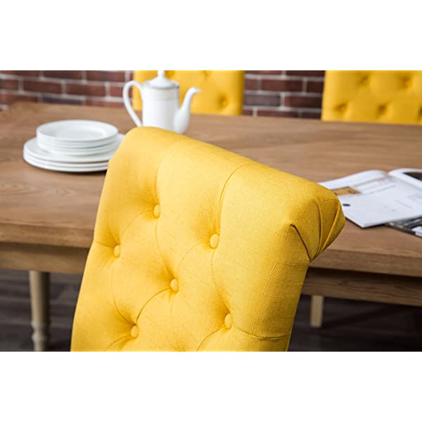 Roundhill Furniture Habitanian 6-Piece White Wash Dining Set with Tufted Chairs and Bench, Beige