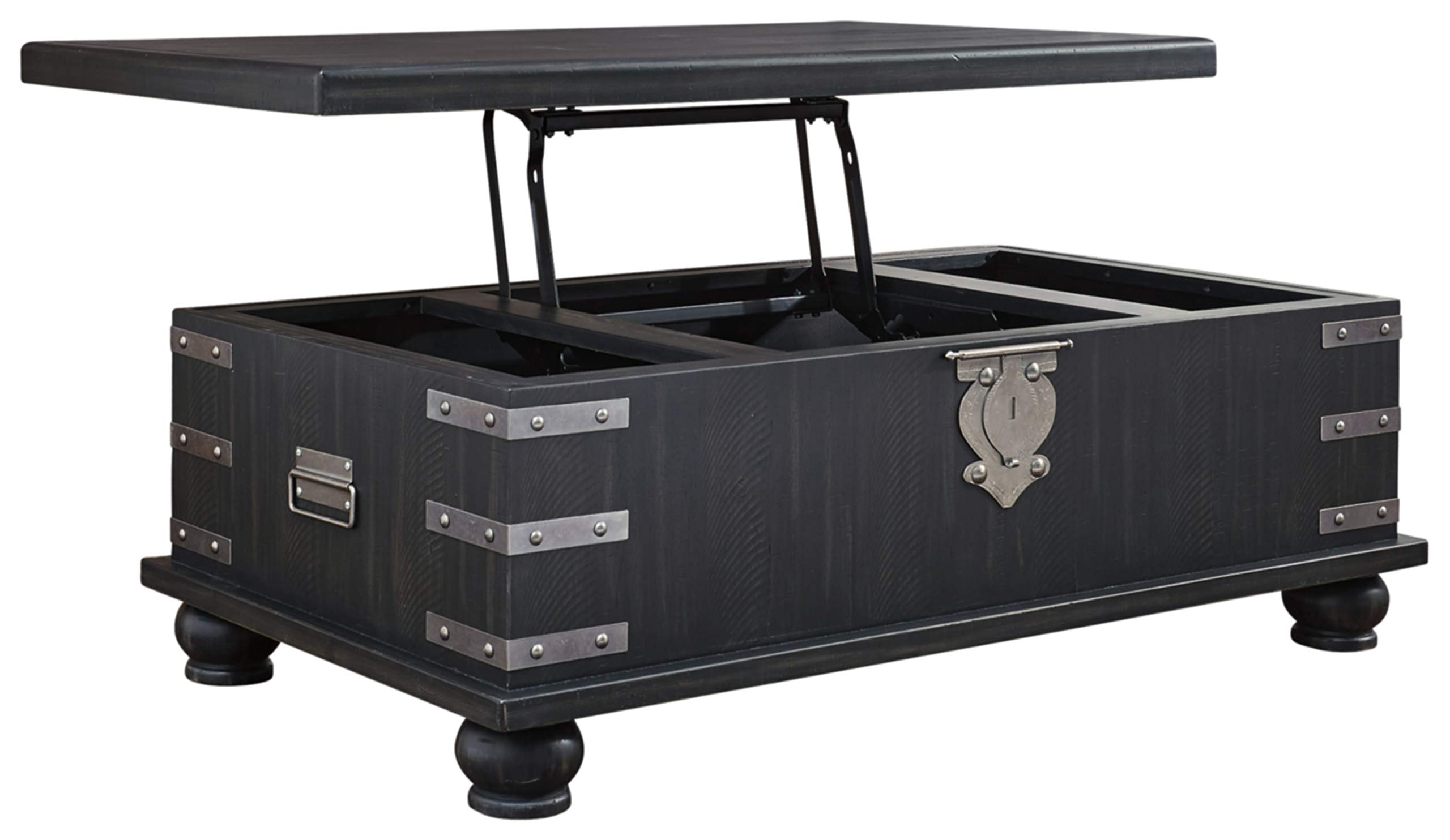 【Furniture】Delmar Modern Farmhouse Lift Top Coffee Tables, Black