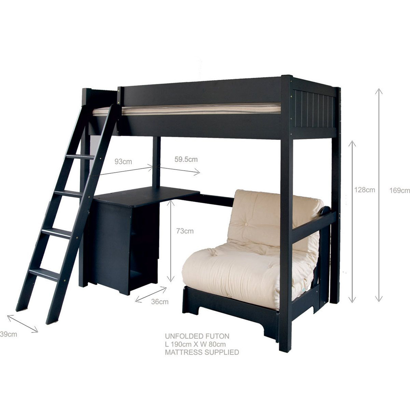 【Furniture】FARGO HIGH SLEEPER LOFT BED WITH FUTON AND STORAGE DESK