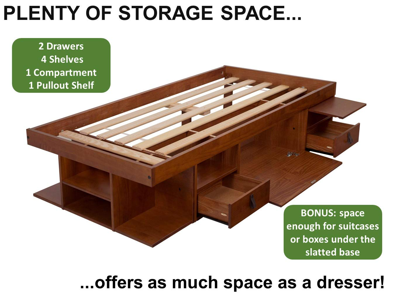 【Furniture】Bali Storage Platform Bed with Drawers
