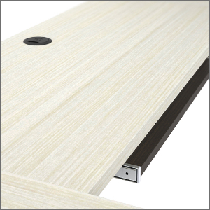 A close-up of the desk