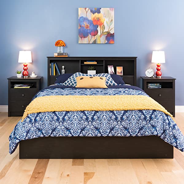 Prepac Fremont 2 Drawer Nightstand with Open Shelf, Espresso, Tall Espresso Fremont Nightstand