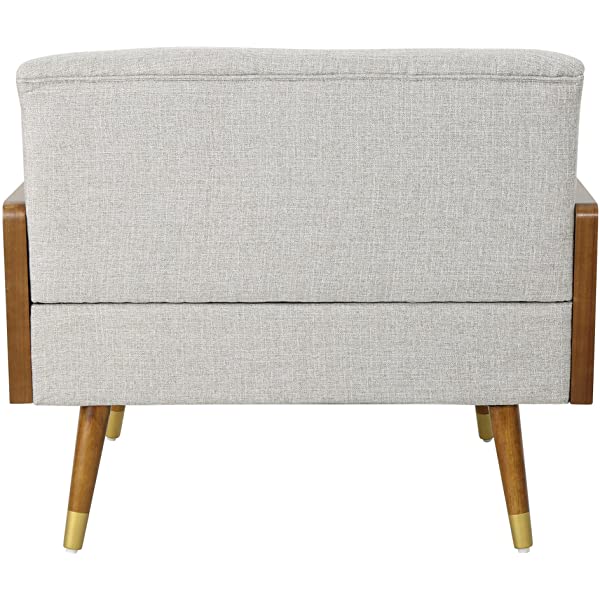 Christopher Knight Home Greta Mid Century Modern Fabric Club Chair, Beige, Dark Walnut