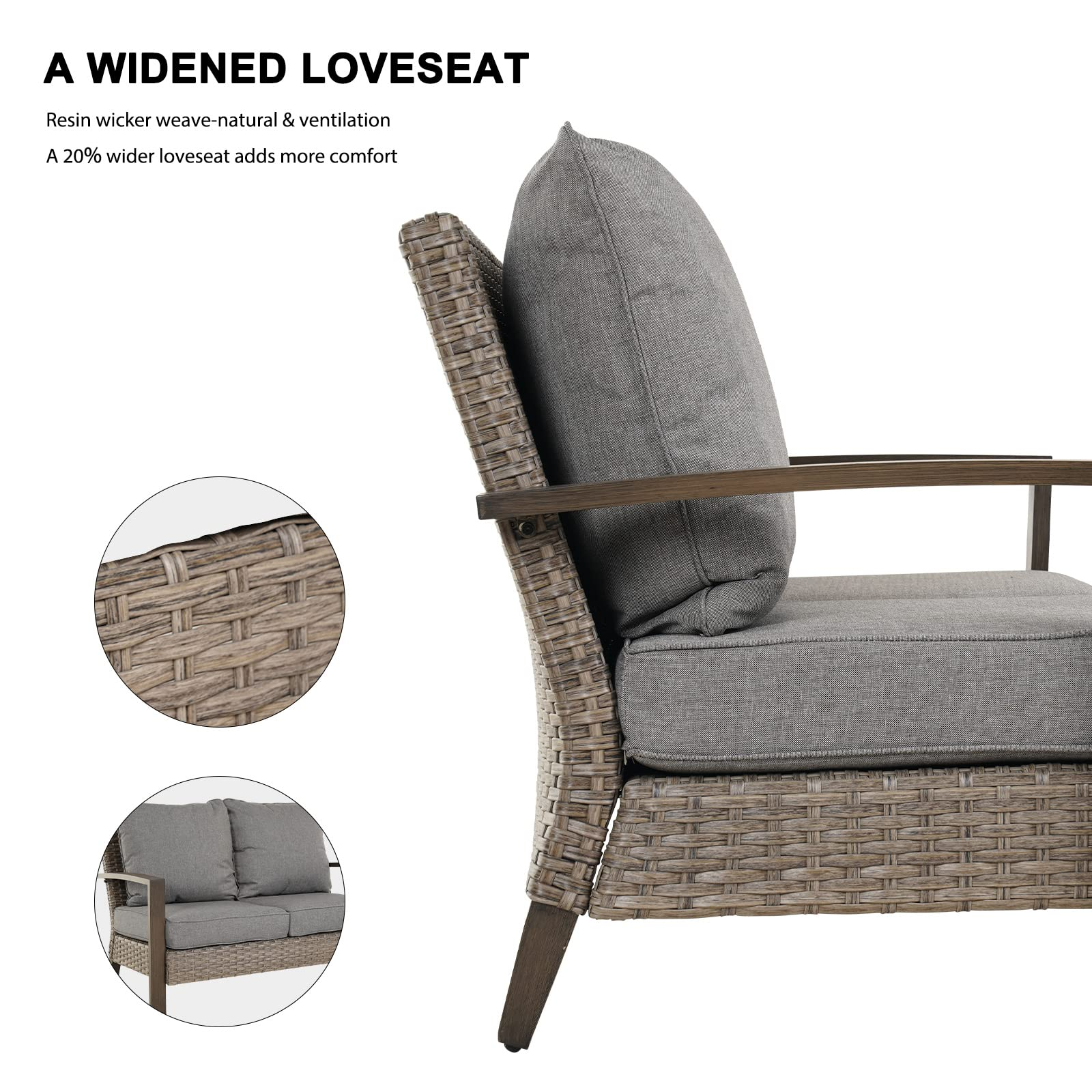 【Home&Garden】Outdoor 4 Pcs Furniture Sofa Sets PE Wicker Furniture Sets Rockers Patio Conversation Sets