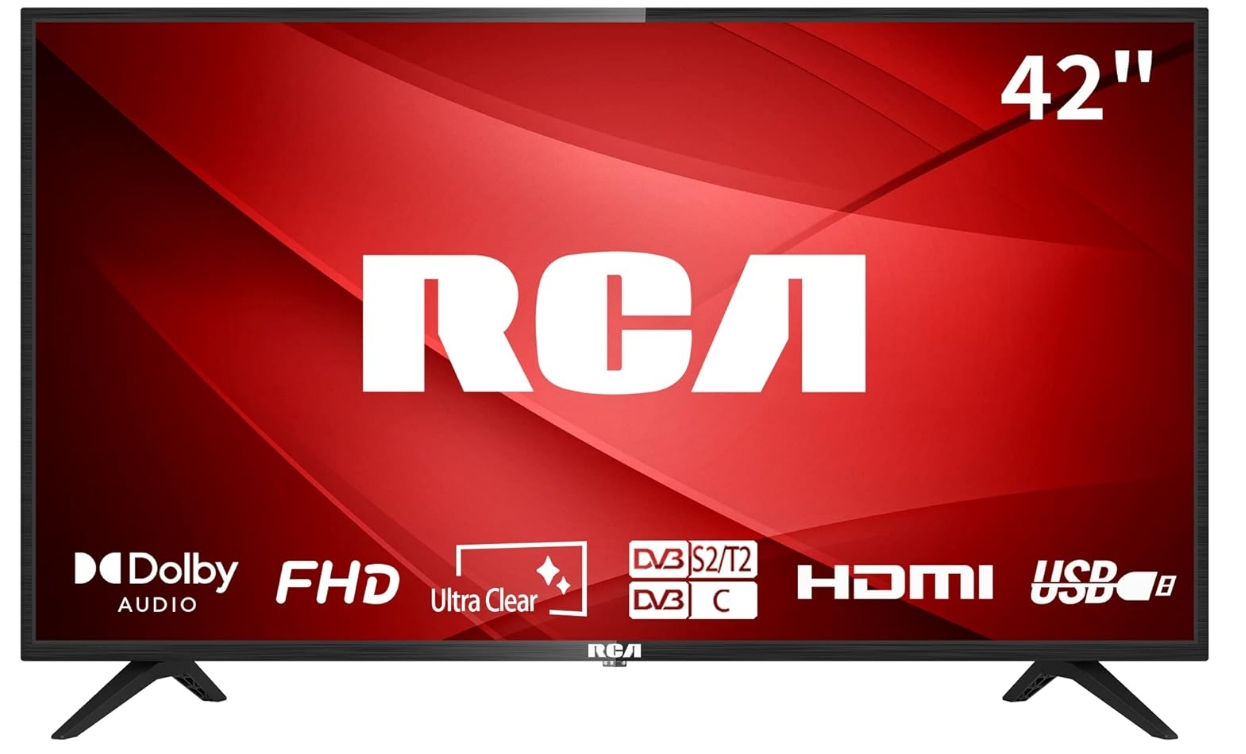 RCA 720P TV, Freeview HD Dolby Digital Audio DVB T2/S2 HD LED Backlighting Display TV, HDMI USB Earphone Output Media Player Monitor PS5 Xbox, Small TV for Bedroom Kitchen Black