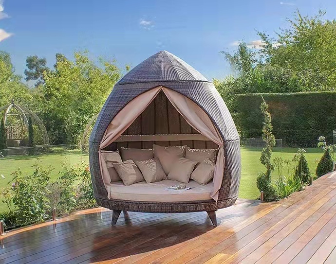 Vacation beach bed rattan bed terrace sun bed outdoor leisure birdcage sofa outdoor courtyard sun lounger