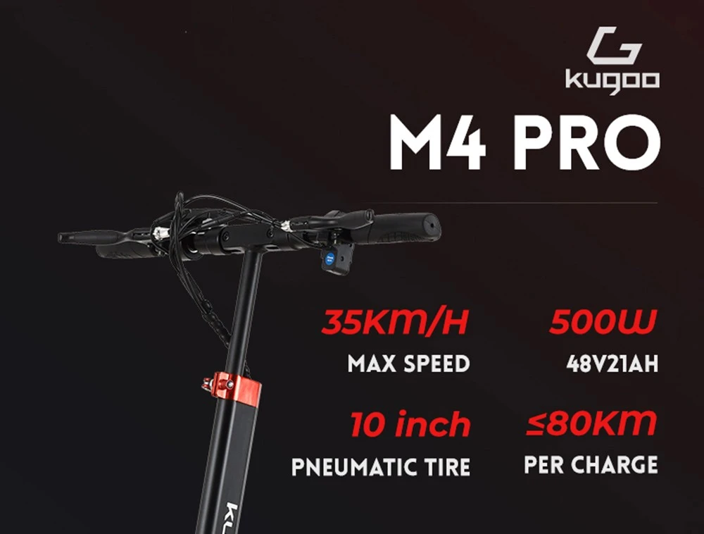 KUGOO M4 Pro Foldable Electric Scooter 10 Inch Off-road Tire 500W Brushless Motor 48V 21Ah Battery with Removable Seat