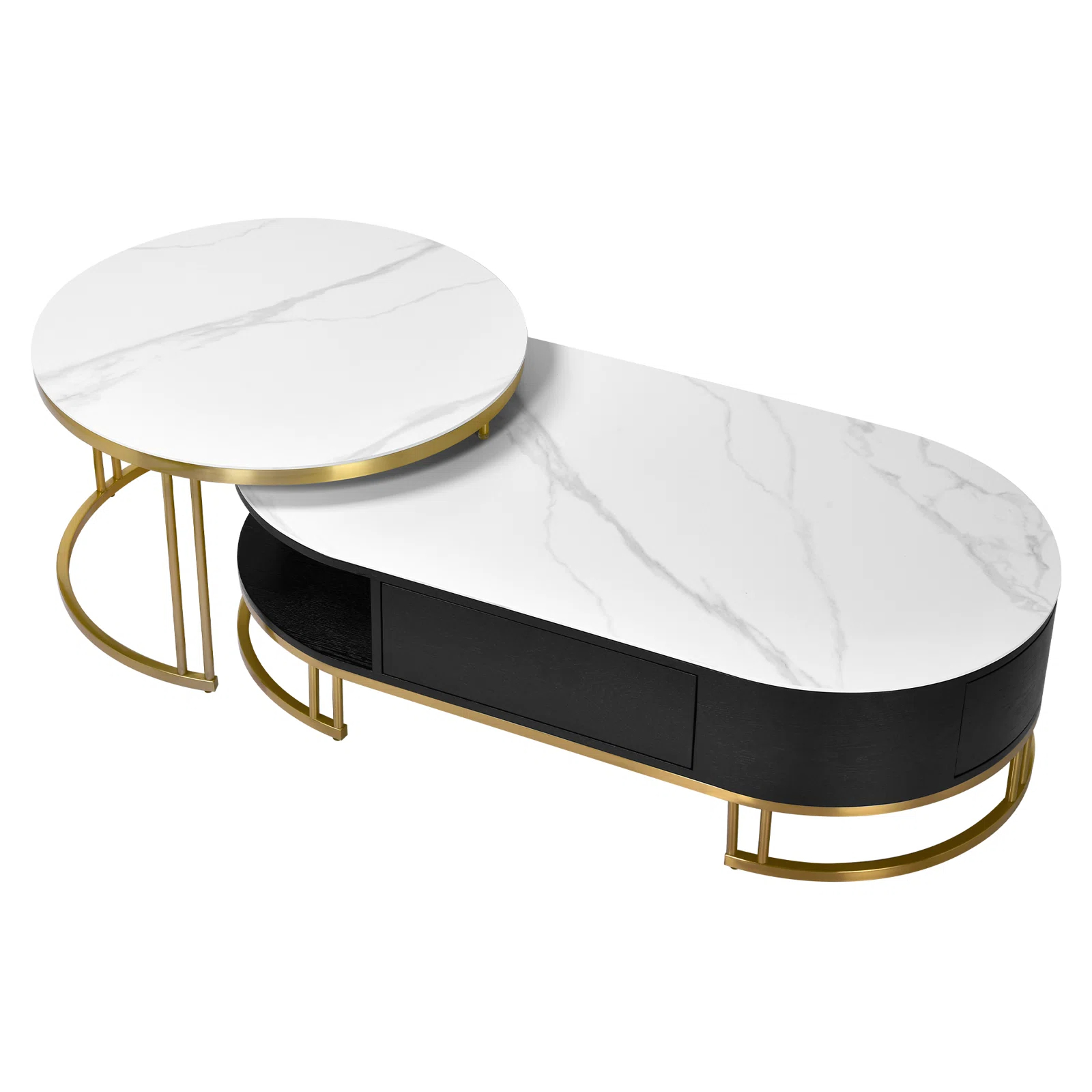 【Furniture】Dessa Sled/Frame 2 Nesting Coffee Tables with Storage