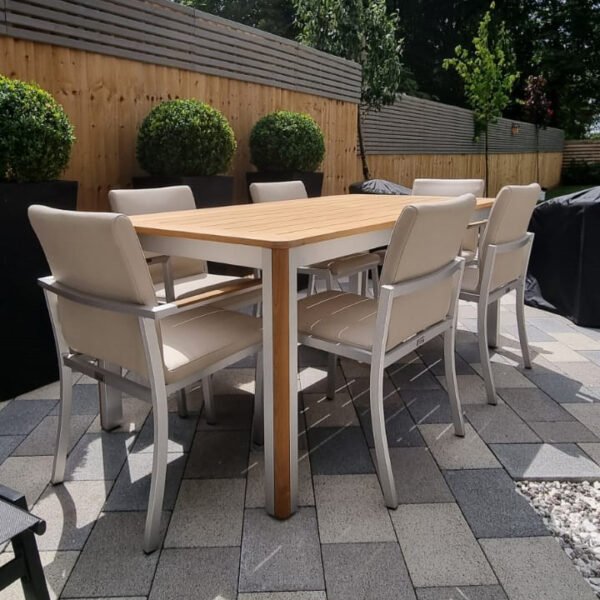 The Duchess 6 Seater All Weather Teak and Aluminium Dining Set