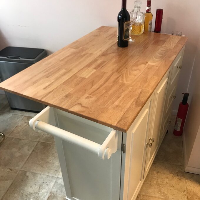 Kuhnhenn 53.5'' Wide Rolling Kitchen Cart with Solid Wood Top