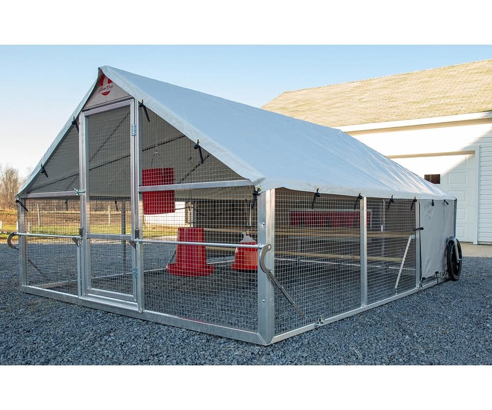 Chicken Coop, Large Metal Walk-in Poultry Cage Kenne with Waterproof Cover