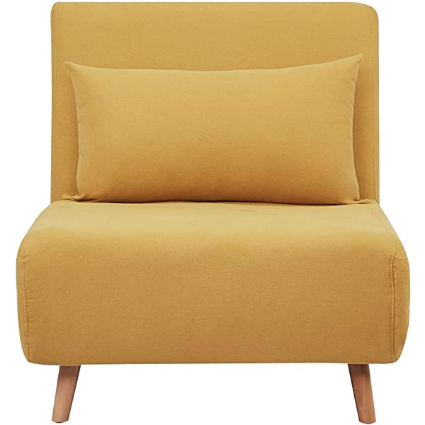 GIA Tri-Fold Sofa Bed, With Pillow, Yellow Yellow With Legs