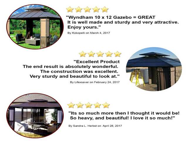 10x12 Heavy Duty Galvanized Steel Hardtop Wyndham Patio Gazebo with Mosquito Netting