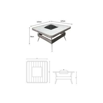 Weave Garden Furniture Danielle Grey Rattan U Shaped Corner Sofa Dining Set with FireDrinks Pit