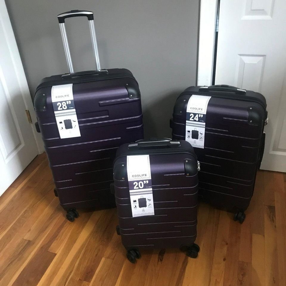 COOLIFE Luggage 3 Piece Set Suitcase Spinner Hardshell Lightweight TSA