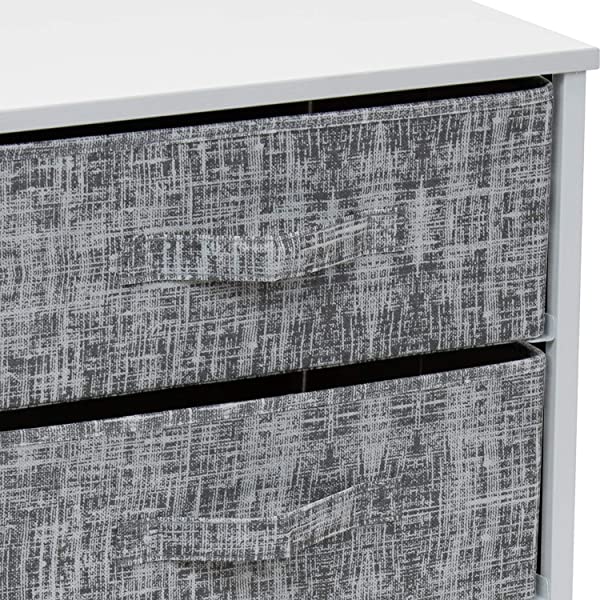 Sorbus Nightstand with 3 Drawers - Bedside Furniture & Accent End Table Chest for Home, Bedroom Accessories, Office, College Dorm, Steel Frame, Wood Top, Easy Pull Fabric Bins (Gray) Grey