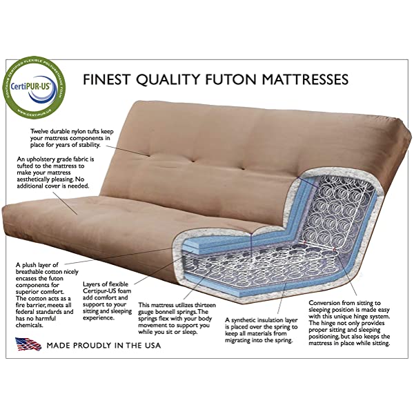 Kodiak Furniture Monterey Futon Set, No Drawers, with Barbados Base and Oregon Trail Saddle Mattress