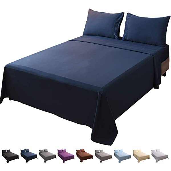 LBRO2M Bed Sheet Set Queen Size 16 Inches Deep Pocket 1800 Thread Count 100% Microfiber Sheet,Bedding Super Soft Comfortable, Cool Warm,4 Piece(Dark Grey) Dark Grey Queen