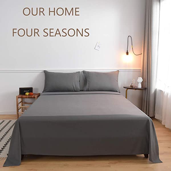 LBRO2M Bed Sheet Set Queen Size 16 Inches Deep Pocket 1800 Thread Count 100% Microfiber Sheet,Bedding Super Soft Comfortable, Cool Warm,4 Piece(Dark Grey) Dark Grey Queen