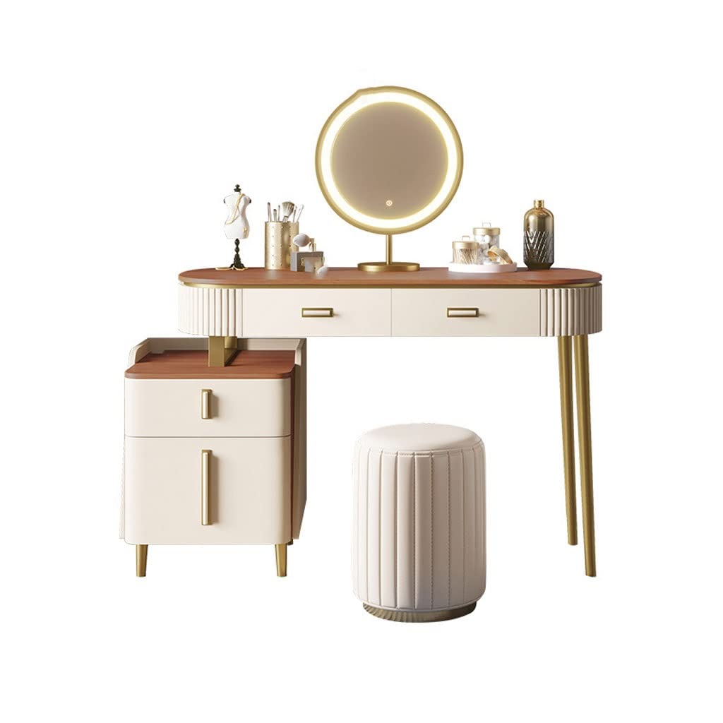 【Furniture】Roundhill Furniture Ashley Silver Wood Dresser and Stool Set, Silver
