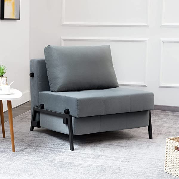 Vonanda Sofa Bed, Folding Velvet Sleeper Sofa, Modern Sleeper Chair Bed with Hidden Legs and Sturdy Frame for Small Living Space, Velvet Hunter Green