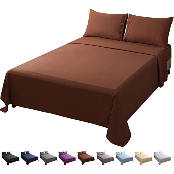 LBRO2M Bed Sheet Set Queen Size 16 Inches Deep Pocket 1800 Thread Count 100% Microfiber Sheet,Bedding Super Soft Comfortable, Cool Warm,4 Piece(Dark Grey) Dark Grey Queen
