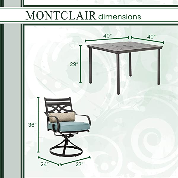Hanover MCLRDN5PCSQSW4-CHL Montclair, Red Outdoor Furniture