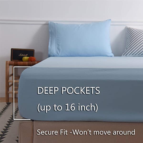 LBRO2M Bed Sheet Set Queen Size 16 Inches Deep Pocket 1800 Thread Count 100% Microfiber Sheet,Bedding Super Soft Comfortable, Cool Warm,4 Piece(Dark Grey) Dark Grey Queen