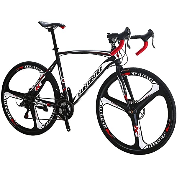 Eurobike 21 Speed Shifting System Road Bike 49/54/56 cm Frame 700C Wheel Adult Road Bicycle Black/white 30rim 54cm