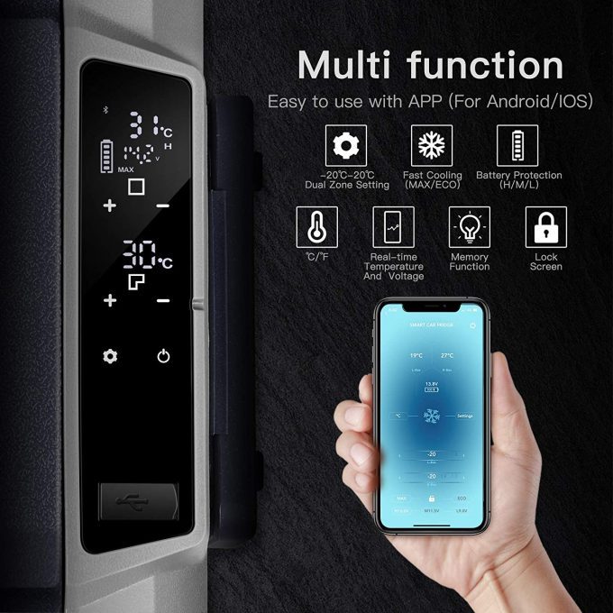 BODEGA 12 Volt Refrigerator Portable Freezer, Car Fridge Dual Zone APP Control, 64 Quart(60L)
