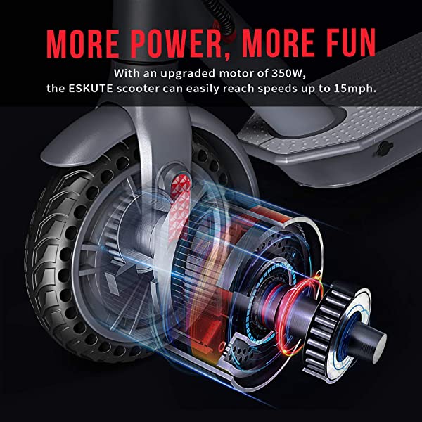 ESKUTE Electric Kick Scooter Commuting Electric Scooter Longe Range, Upgraded Motor Power, Foldable Commuter for Adults All-season, commuting, long range