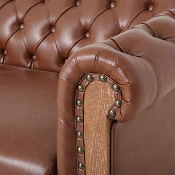 Christopher Knight Home Castalia Sofas, Midnight Black + Dark Brown Midnight Black + Dark Brown Birch Wood
