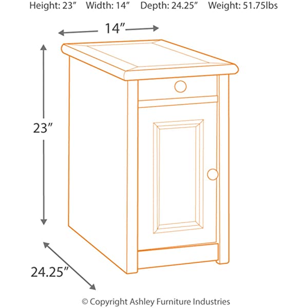 Signature Design by Ashley Tyler Creek Rustic Chair Side End Table with Pull-Out Tray & USB Ports, Brown Blackish Brown Table