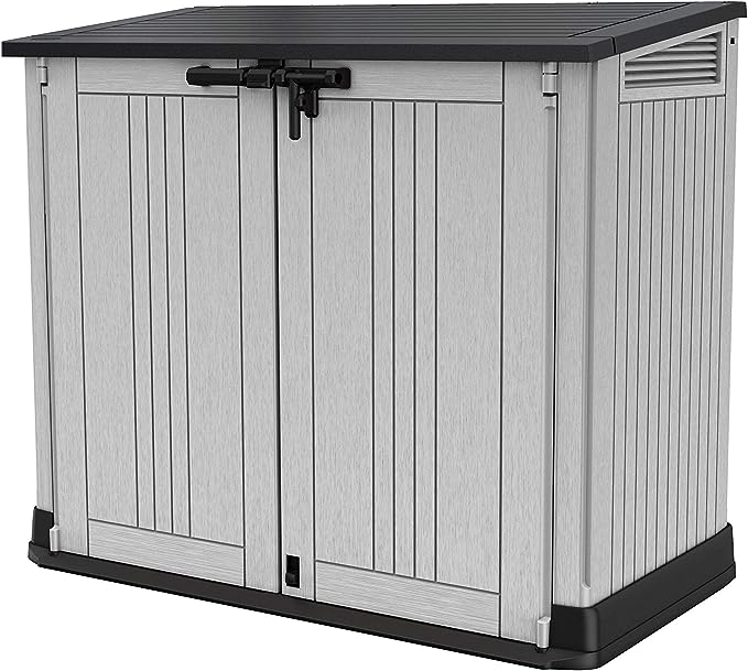Keter 249319 Store it Out Nova Outdoor Garden Storage Shed, 32 x 71.5 x 113.5 cm, Dark Grey with Light Grey Lid