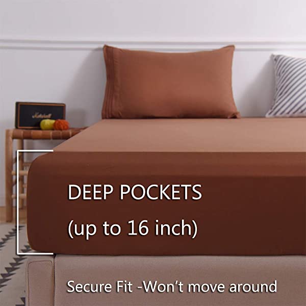 LBRO2M Bed Sheet Set Queen Size 16 Inches Deep Pocket 1800 Thread Count 100% Microfiber Sheet,Bedding Super Soft Comfortable, Cool Warm,4 Piece(Dark Grey) Dark Grey Queen
