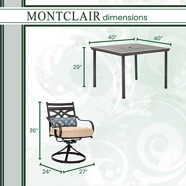 Hanover MCLRDN5PCSQSW4-CHL Montclair, Red Outdoor Furniture