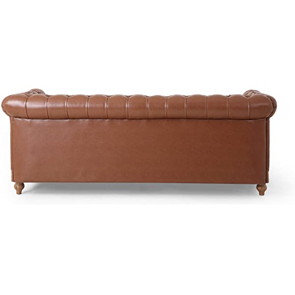 Christopher Knight Home Castalia Sofas, Midnight Black + Dark Brown Midnight Black + Dark Brown Birch Wood