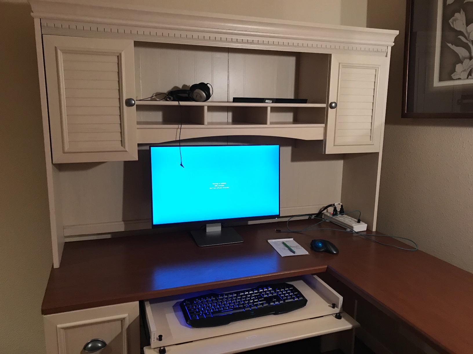 【Furniture】Fairview L Shaped Desk with Hutch, Bookcase and Lateral File Cabinet in Antique White