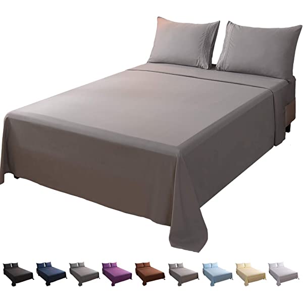 LBRO2M Bed Sheet Set Queen Size 16 Inches Deep Pocket 1800 Thread Count 100% Microfiber Sheet,Bedding Super Soft Comfortable, Cool Warm,4 Piece(Dark Grey) Dark Grey Queen