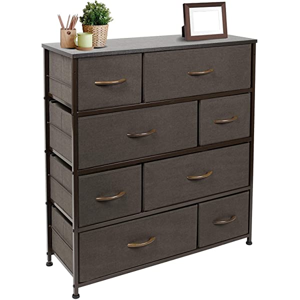 Sorbus Dresser with 8 Drawers - Furniture Storage Chest Tower Unit for Bedroom, Hallway, Closet, Office Organization - Steel Frame, Wood Top, Easy Pull Fabric Bins (Black)