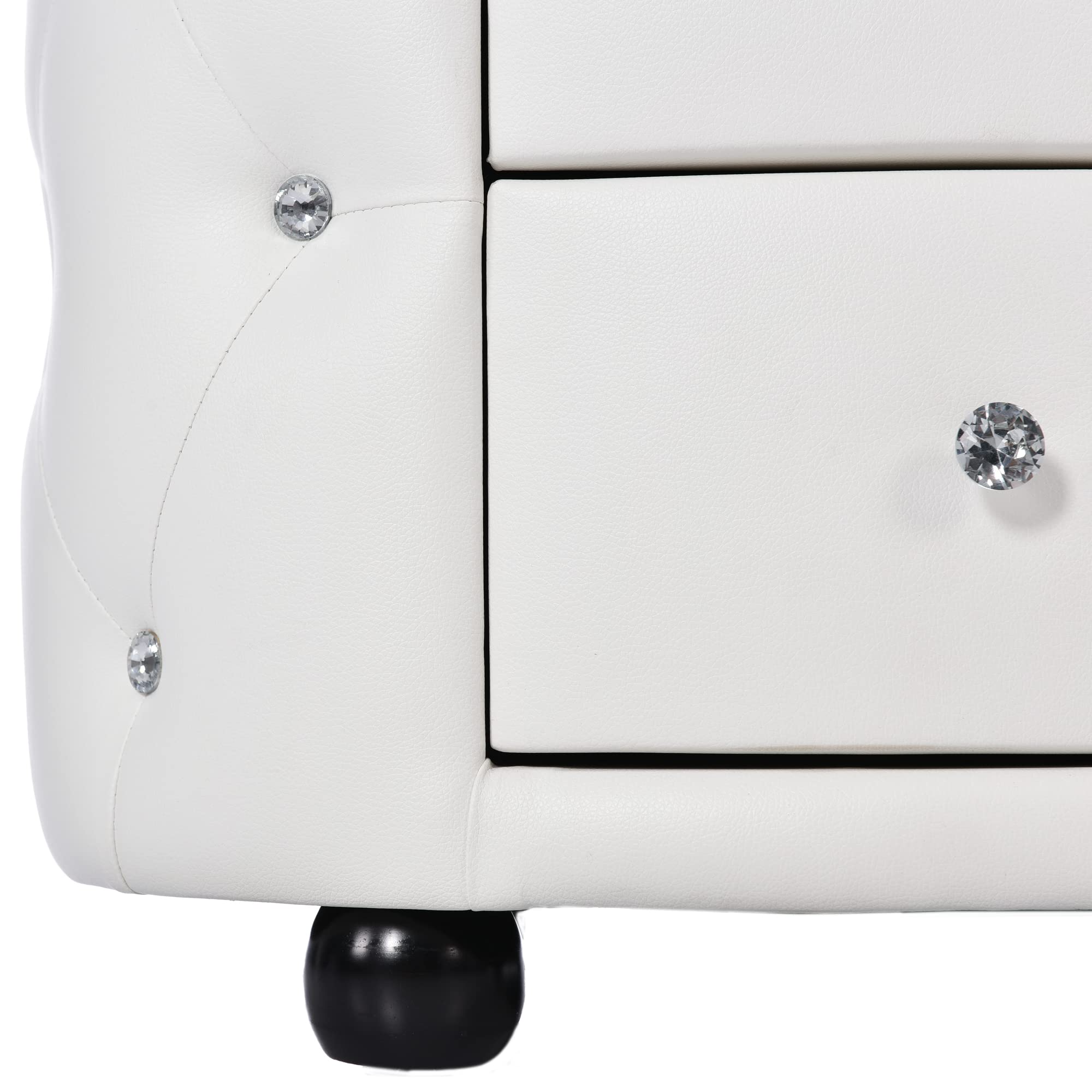 【Furniture】Modern Mid-Century Upholstered Night Stand with 2 Drawers for Bedroom Wood  Bedside End Table