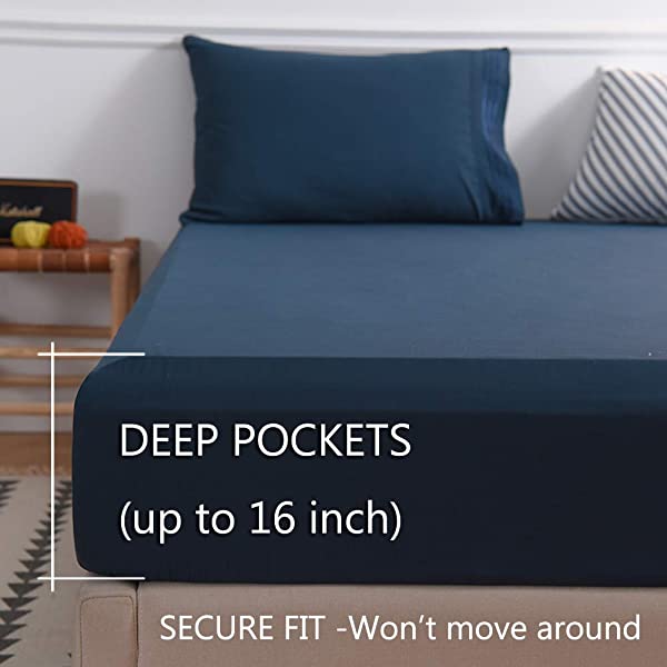 LBRO2M Bed Sheet Set Queen Size 16 Inches Deep Pocket 1800 Thread Count 100% Microfiber Sheet,Bedding Super Soft Comfortable, Cool Warm,4 Piece(Dark Grey) Dark Grey Queen