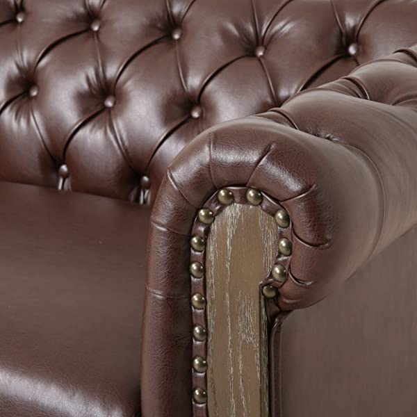 Christopher Knight Home Castalia Sofas, Midnight Black + Dark Brown Midnight Black + Dark Brown Birch Wood