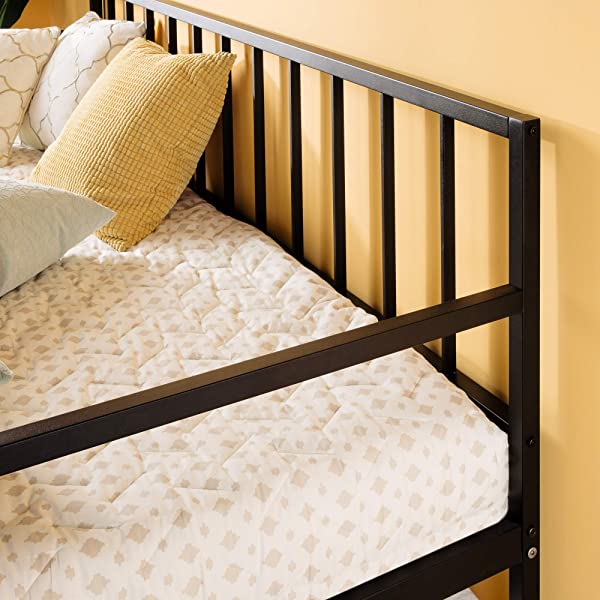 Zinus Eden Twin Daybed and Trundle Set / Premium Steel Slat Support / Daybed and Roll Out Trundle Accommodate Twin Size Mattresses Sold Separately, Black