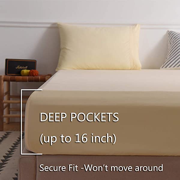 LBRO2M Bed Sheet Set Queen Size 16 Inches Deep Pocket 1800 Thread Count 100% Microfiber Sheet,Bedding Super Soft Comfortable, Cool Warm,4 Piece(Dark Grey) Dark Grey Queen