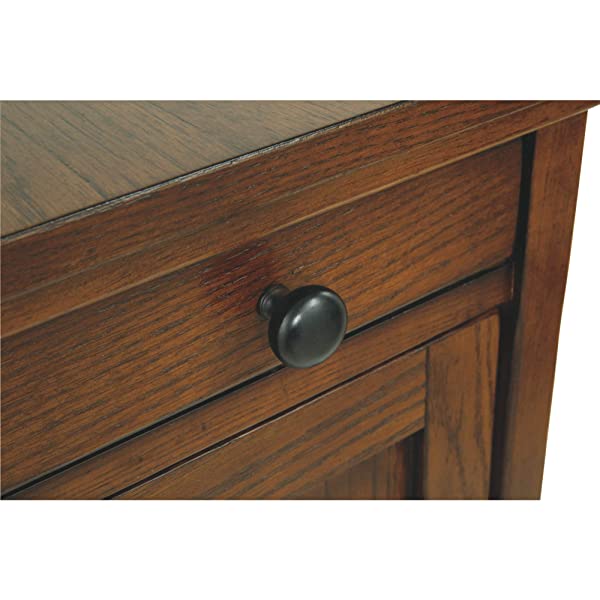 Signature Design by Ashley Tyler Creek Rustic Chair Side End Table with Pull-Out Tray & USB Ports, Brown Blackish Brown Table
