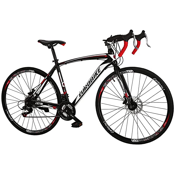 Eurobike 21 Speed Shifting System Road Bike 49/54/56 cm Frame 700C Wheel Adult Road Bicycle Black/white 30rim 54cm