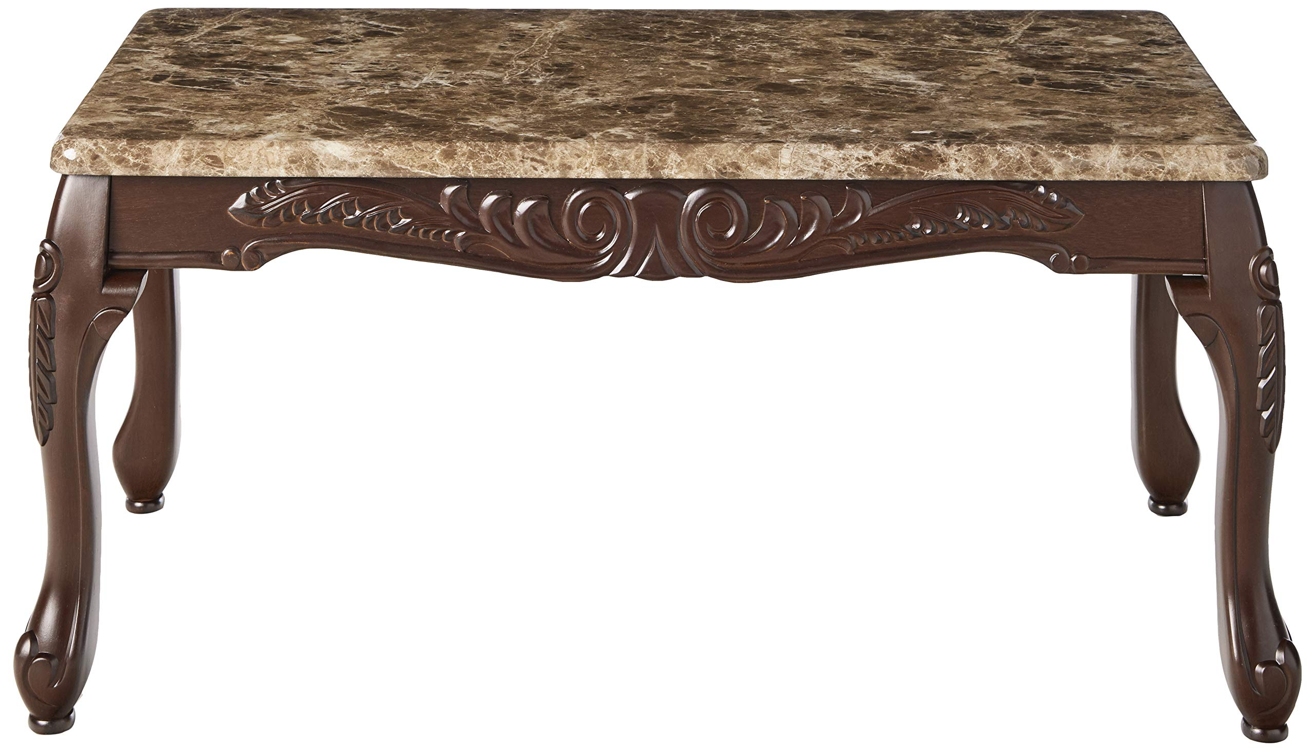 【Furniture】3-Piece Traditional Faux Marble Top Accent Tables Set, Dark Oak