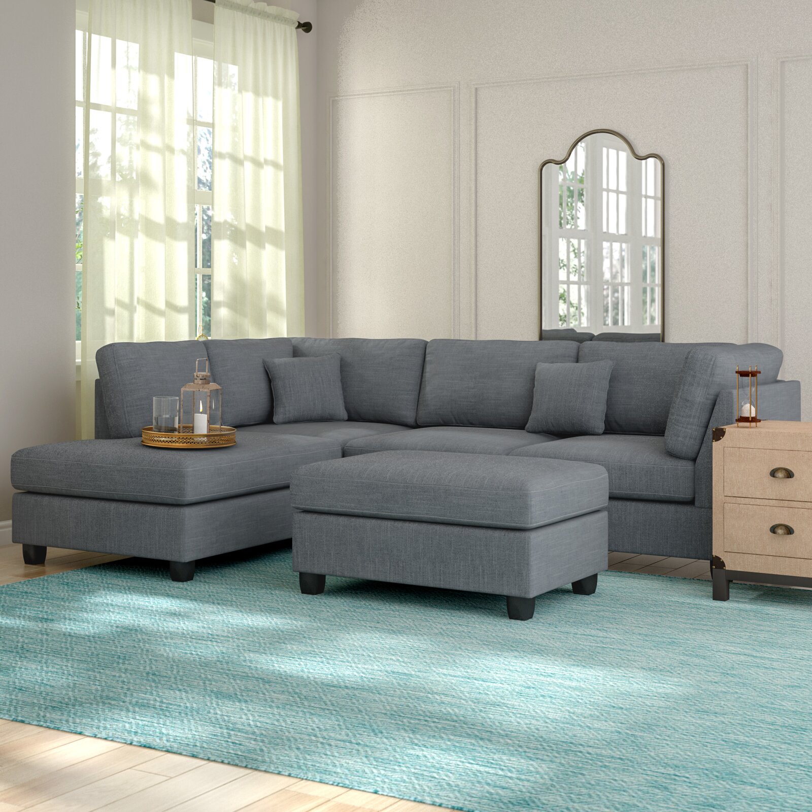 【Furniture】Hemphill 3 - Piece Upholstered Chaise Sectional